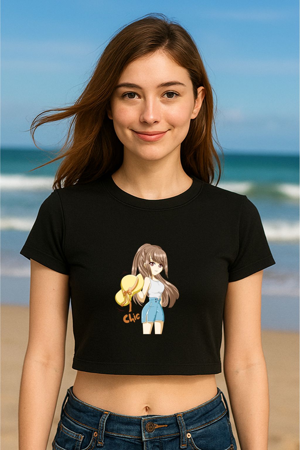 Chic Anime Girl Stylish Graphic Crop Top Chic Girl Cute Trendy Graphic Crop Top