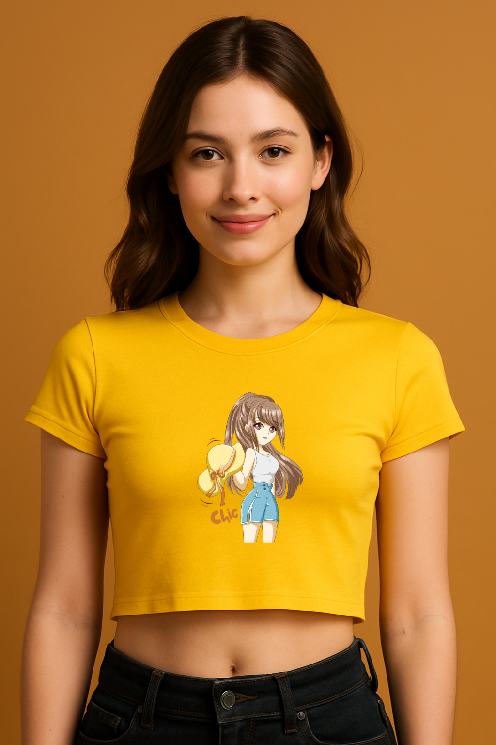 Chic Anime Girl Stylish Graphic Crop Top Chic Girl Cute Trendy Graphic Crop Top