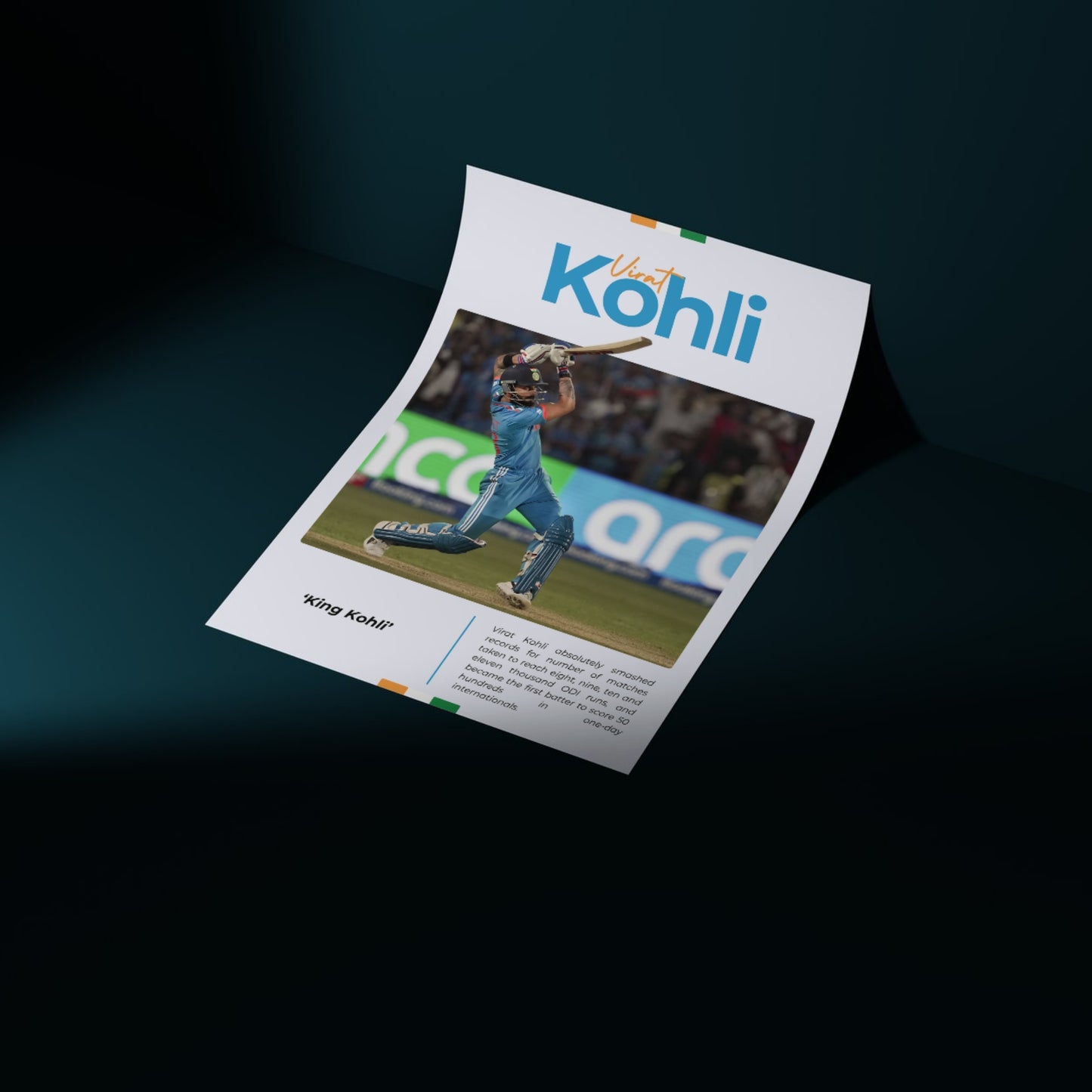 Virat Kohli Team India Poster King Kohli Cover Drive Framed Poster Virat Kohli Metal Poster