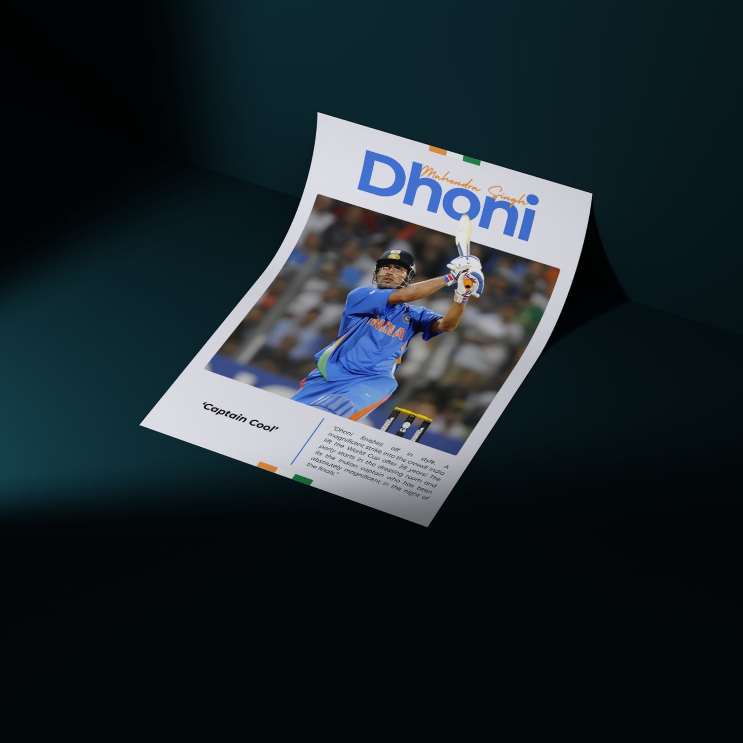 MS Dhoni 2011 World Cup Winning Shot Poster MS Dhoni Poster MS Dhoni Fan Gift
