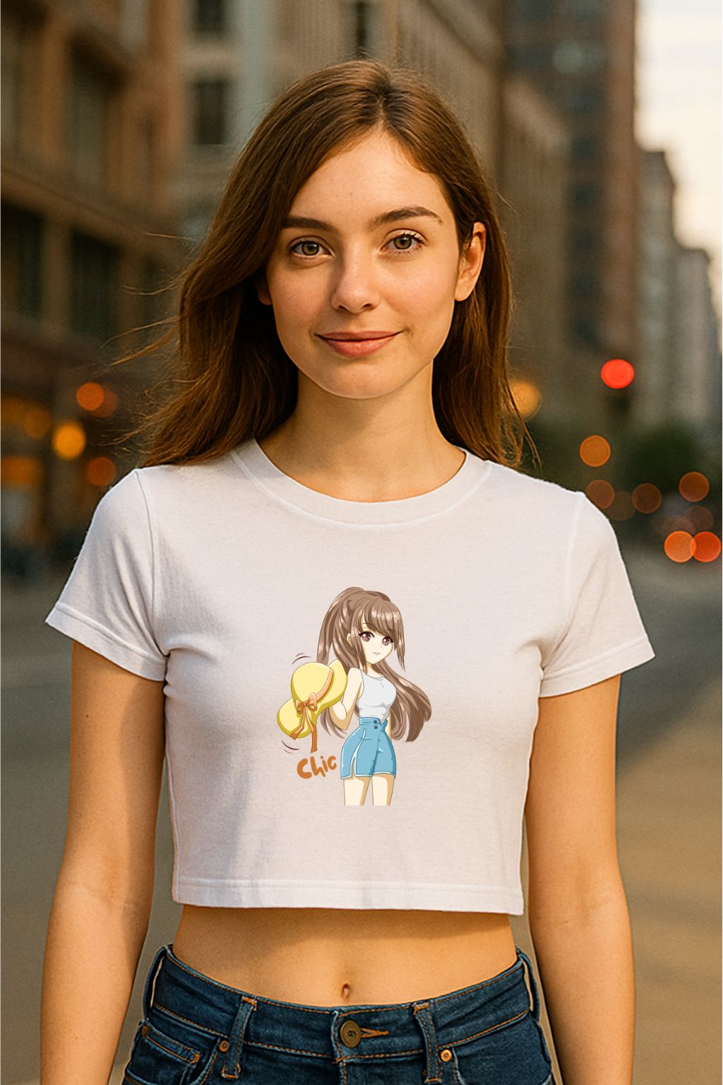 Chic Anime Girl Stylish Graphic Crop Top Chic Girl Cute Trendy Graphic Crop Top